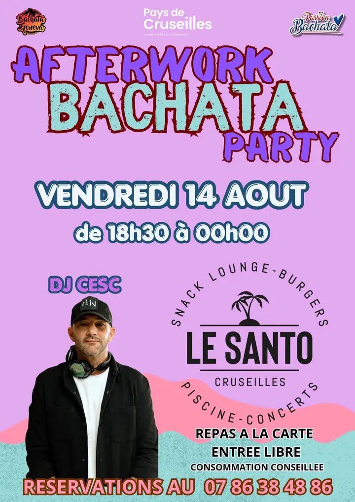 Affiche de AFTERWORK BACHATA PARTY by Passion Bachata · Le Santo · Cruseilles · vendredi 14 août